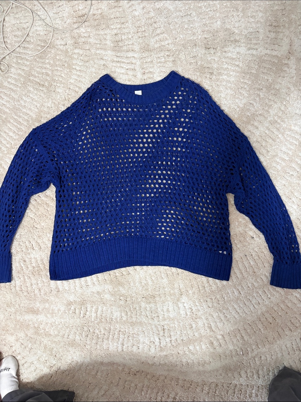 Old Navy Open-Knit Scoopneck Sweater in Cobalt Blue